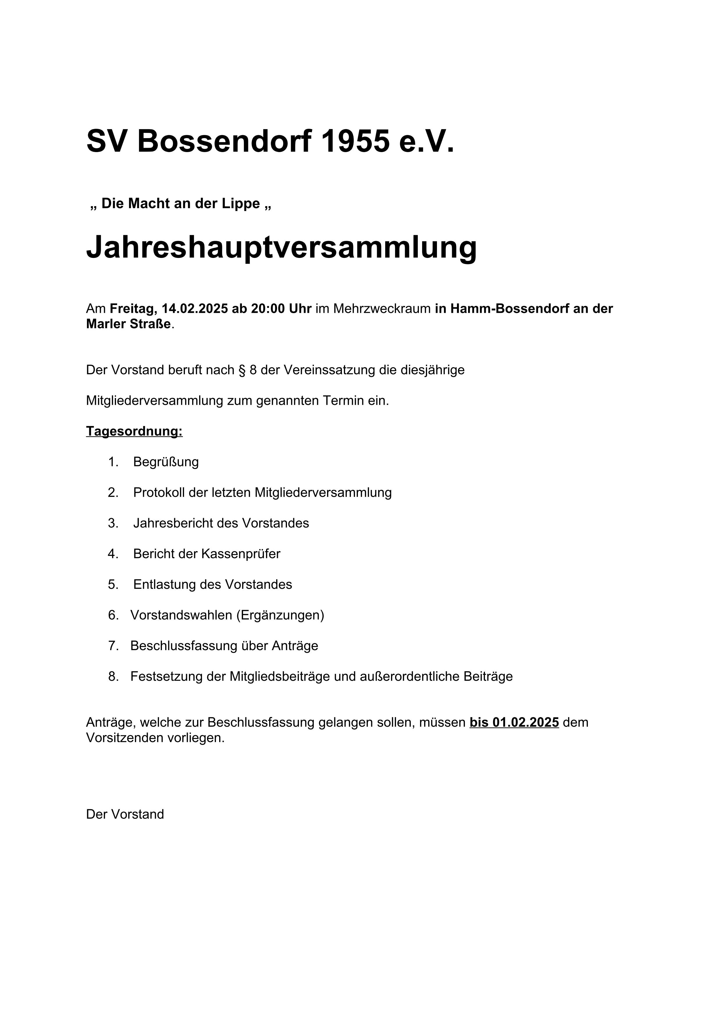 JHV Gesamtverein 2025